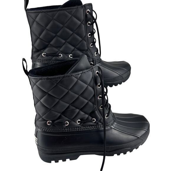 Sperry Black Quilted Duck Boots Women’s Size 9 Waterproof Winter Snow - Picture 2 of 11